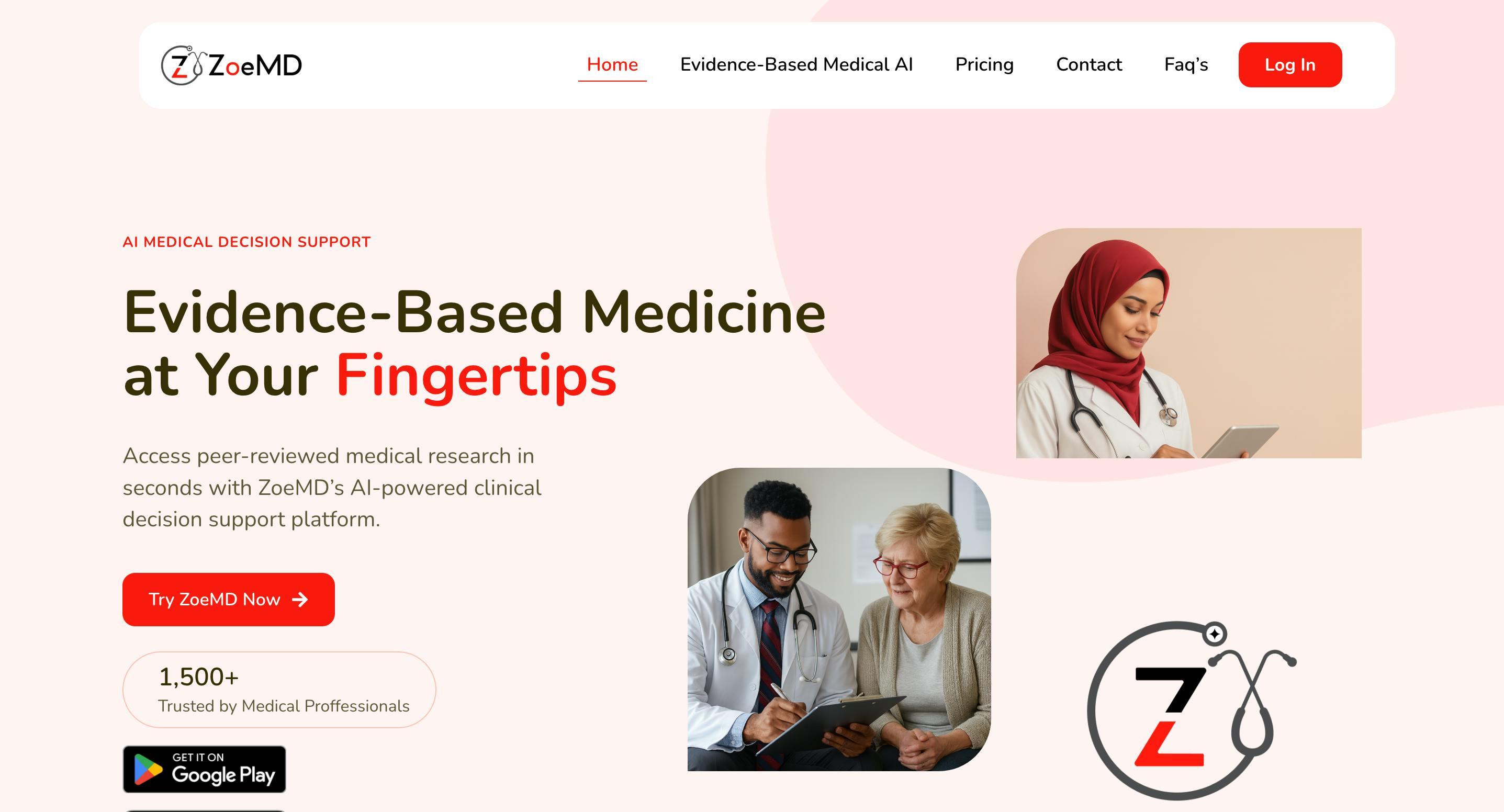 ZoeMD AI clinical reference application