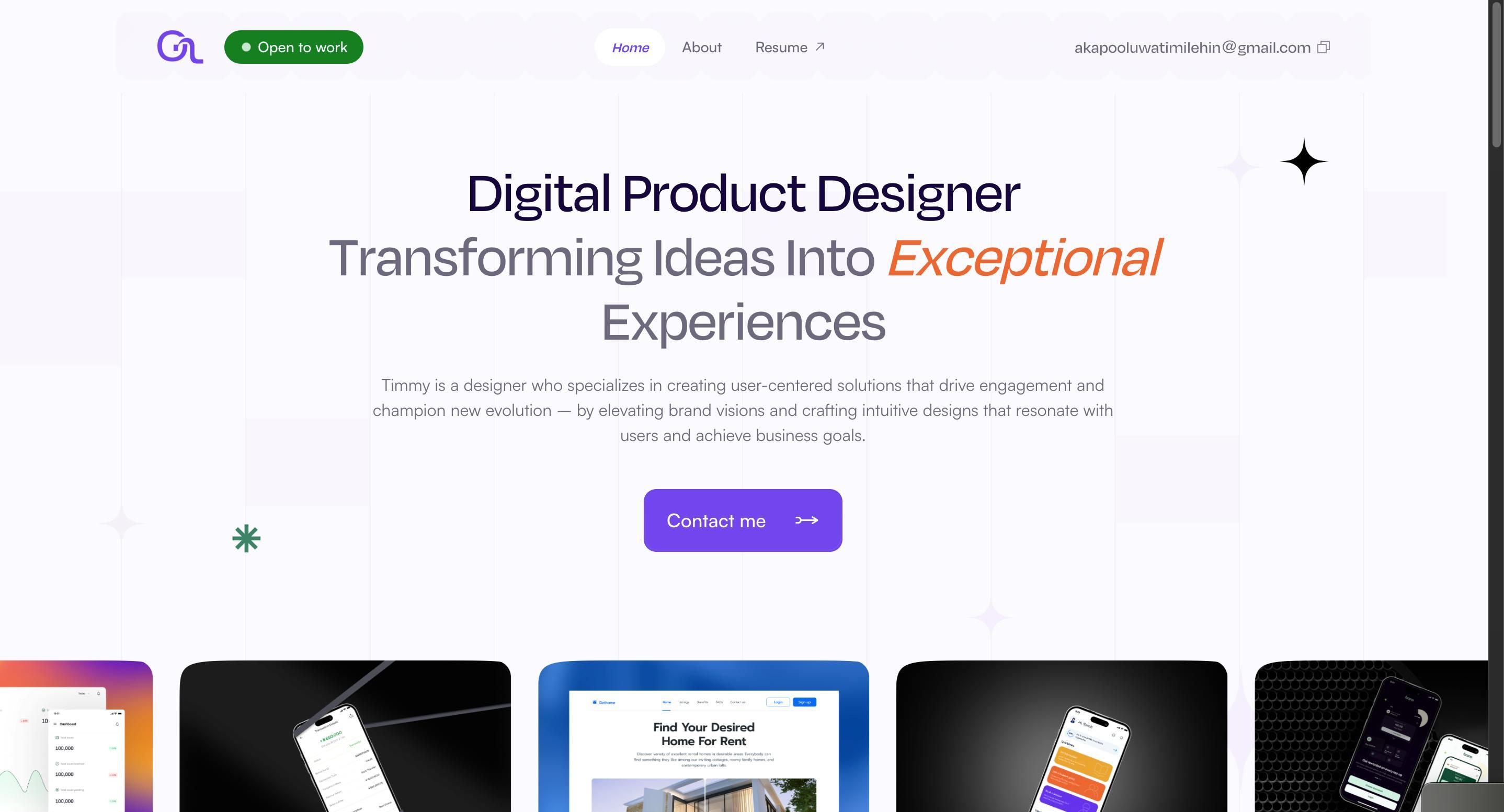 Portfolio website of a senior product designer