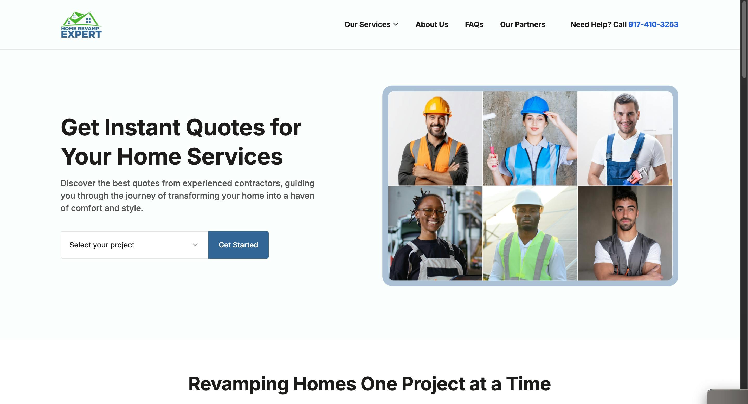 Home Revamp Expert lead generation website